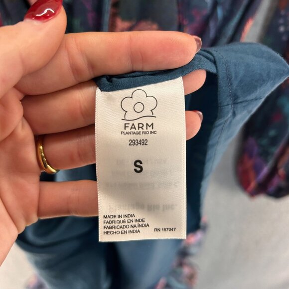 Farm Rio Small Boho Floral Long‎ Sleeve Maxi Dress Ruffles River Creatures FLAW - Picture 5 of 16